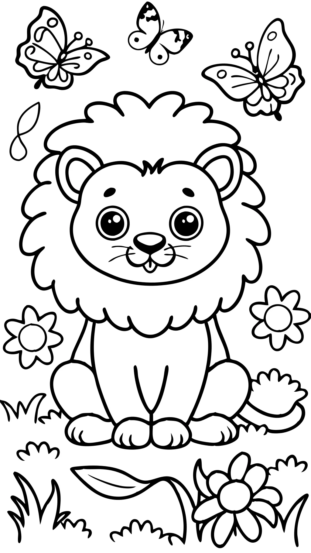 coloriages de lion mignon